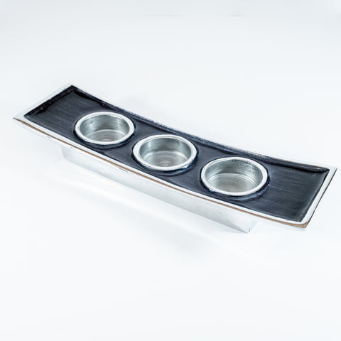 Brushed Black Triple T-Light Holder (Trade min 4 / Retail min 1)  (***IN STOCK - MARCH 2024***)