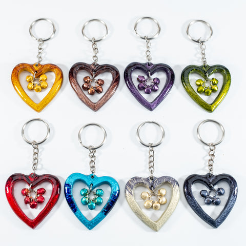 Open Heart Chime Keyrings 5.5 cm (Trade min 24 per box / Retail min 1)  (***IN STOCK - MARCH 2024***)