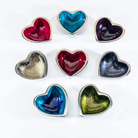 Coloured Mini Heart Dish 6 cm (Trade min 8 per box / Retail min 8)  (***IN STOCK - JULY 2024***)