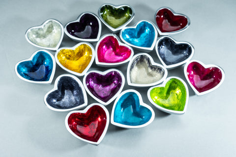 Coloured Mini Heart Dish 6 cm (Trade min 8 per box / Retail min 8)  (***IN STOCK - JULY 2024***)