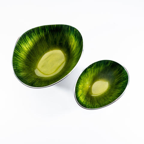 Brushed Green Oval Bowl Small (Trade min 4 / Retail min 1)  (***IN STOCK - MARCH 2024***)