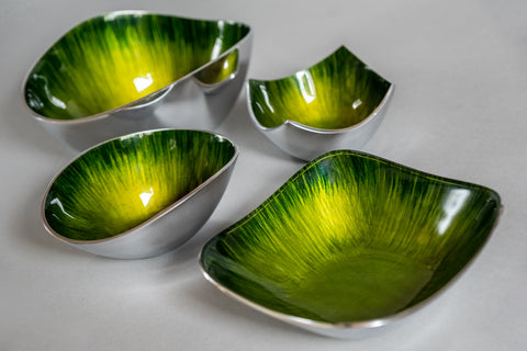 Brushed Green Oval Bowl Small (Trade min 4 / Retail min 1)  (***IN STOCK - MARCH 2024***)