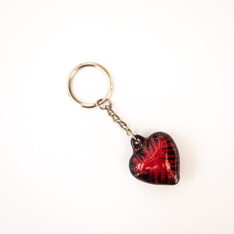 Brushed Red Heart Keyrings 4 cm (Trade min 32 per box )