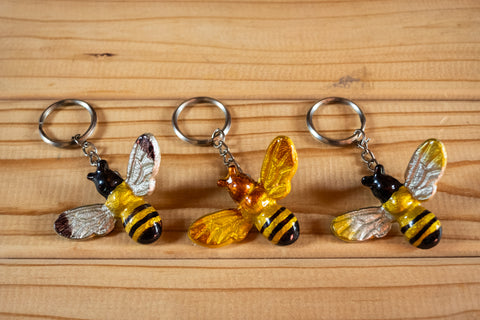 Coloured Bee Keyrings 6 cm (Trade min 24 per box )