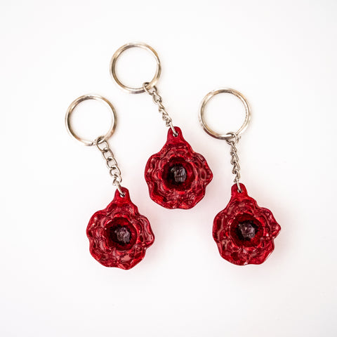 Red Poppy Keyrings 4 cm (Trade min 24 per box)