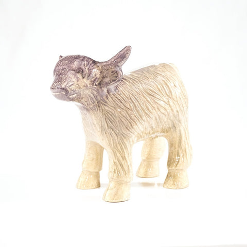 Brushed Silver Highland Cow Large 8.5 cm (Trade min 4 / Retail min 1)
