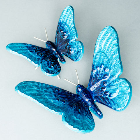 Brushed Aqua Butterfly Large (Trade min 4 / Retail min 1)
