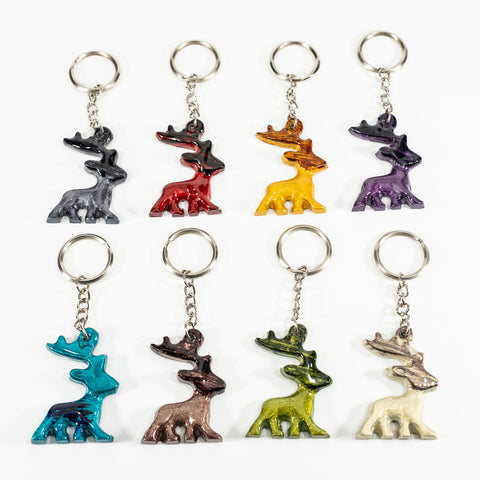 Coloured Stag Keyrings 4 cm (Trade min 24 per box)
