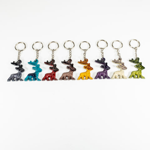 Coloured Stag Keyrings 4 cm (Trade min 24 per box)
