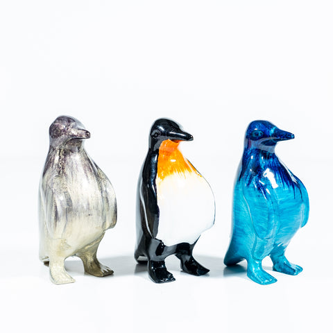 Brushed Aqua Penguin Medium 9 cm (Trade min 4 / Retail min 1)