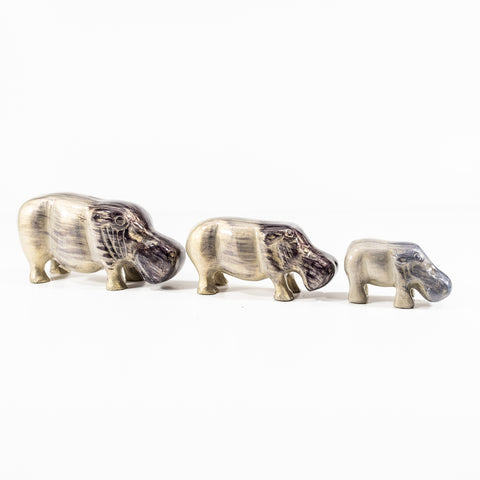 Brushed Silver Hippo Small 6 cm (Trade min 4 / Retail min 1)