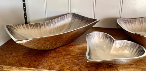 Brushed Silver Rectangular Bowl (Trade min 2 / Retail min 1)