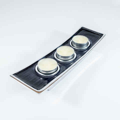 Brushed Black Triple T-Light Holder (Trade min 4 / Retail min 1)