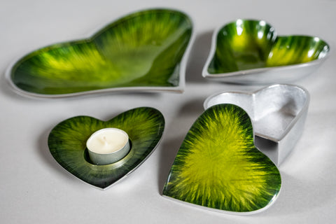 Brushed Green Heart Trinket Box (Trade min 4 / Retail min 1)