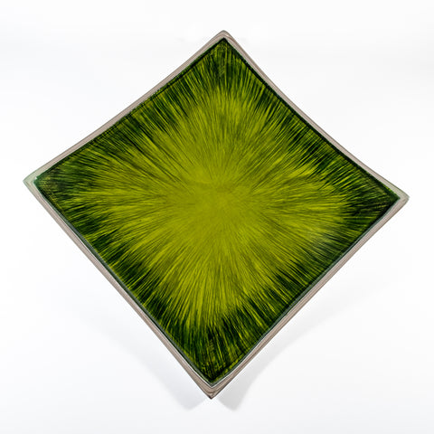 Brushed Green Square Platter 30 cm (min 1)  (***IN STOCK - MARCH 2024***)