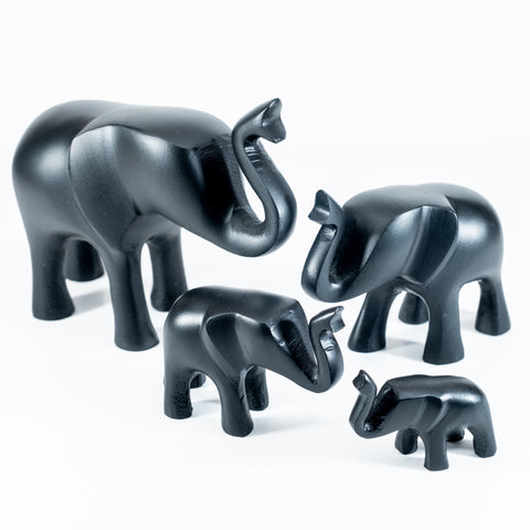 Matt Black Elephant Trunk Up Large 12 cm (Trade min 4 / Retail min 1) (***IN STOCK - MARCH 2024***)