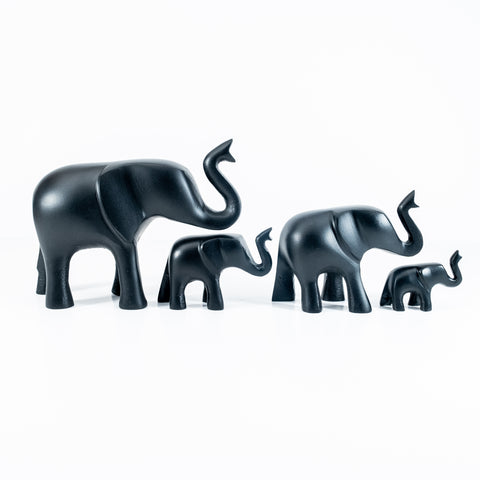 Matt Black Elephant Trunk Up XL 17 cm (Trade min 2 / Retail min 1) (***IN STOCK - MARCH 2024***)