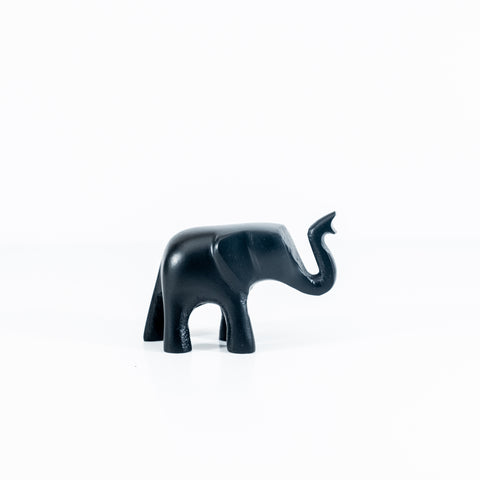 Matt Black Elephant Trunk Up Medium 9 cm (Trade min 4 / Retail min 1)