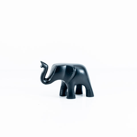 Matt Black Elephant Trunk Up Medium 9 cm (Trade min 4 / Retail min 1)