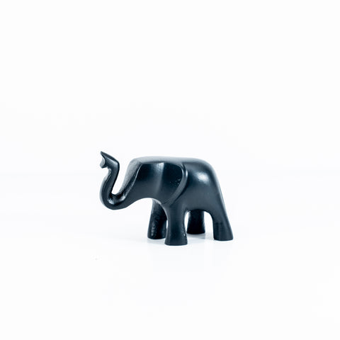 Matt Black Elephant Trrunk Up Medium 9 cm (Trade min 4 / Retail min 1) (***IN STOCK - MARCH 2024***)
