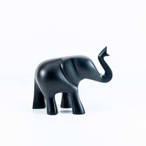 Matt Black Elephant Trunk Up Large 12 cm (Trade min 4 / Retail min 1) (***IN STOCK - MARCH 2024***)