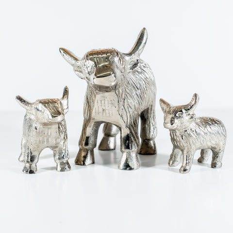 Silver Highland Cow Med 7.5 cm (Trade min 4 / Retail min 1) (***IN STOCK - MARCH 2024***)