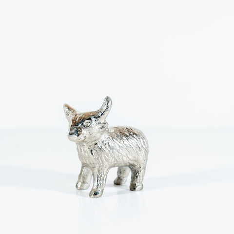 Silver Highland Cow Med 7.5 cm (Trade min 4 / Retail min 1) (***IN STOCK - MARCH 2024***)