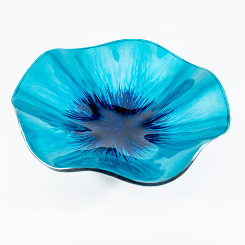 Brushed Aqua Poppy Bowl Medium (Trade min 4 / Retail min 1)  (***IN STOCK - MARCH 2024***)