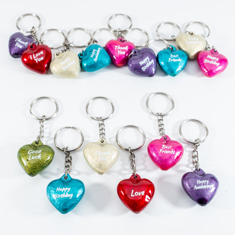 Small Message Heart Keyrings 3 cm (Trade min 28 per box / Retail min 1)
