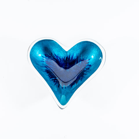 Brushed Aqua Heart Dish XS 10 cm (Trade min 4 / Retail min 1)  (***IN STOCK - MARCH 2024***)