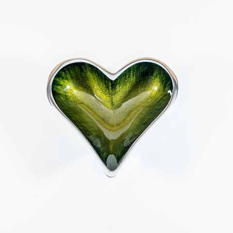 Brushed Green Heart Dish XS 10 cm (Trade min 4 / Retail min 1)  (***IN STOCK - MARCH 2024***)