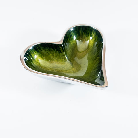 Brushed Green Heart Dish XS 10 cm (Trade min 4 / Retail min 1)  (***IN STOCK - MARCH 2024***)