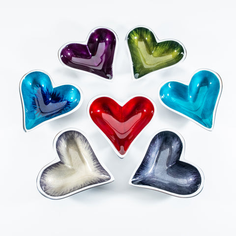 Brushed Green Heart Dish XS 10 cm (Trade min 4 / Retail min 1)  (***IN STOCK - MARCH 2024***)