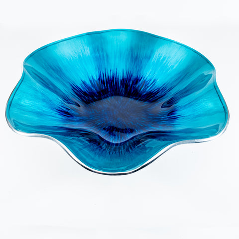 Brushed Aqua Poppy Bowl Medium (Trade min 4 / Retail min 1)  (***IN STOCK - MARCH 2024***)