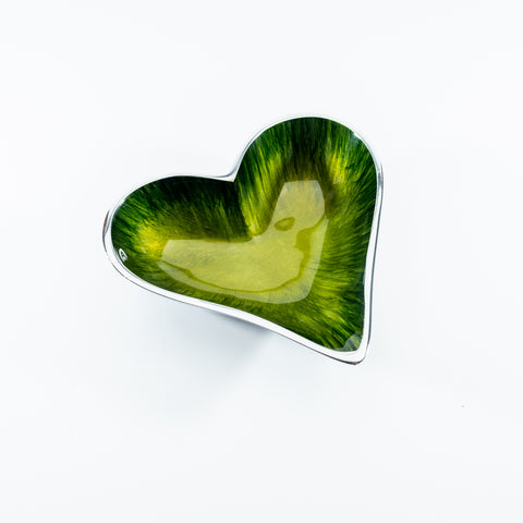 Brushed Green Heart Dish Small (Trade min 4 / Retail min 1)  (***IN STOCK - MARCH 2024***)
