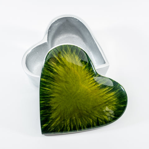 Brushed Green Heart Trinket Box (Trade min 4 / Retail min 1)  (***IN STOCK - MARCH 2024***)