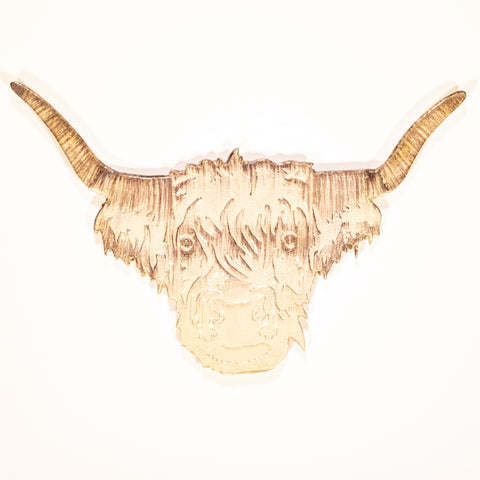 Brushed Silver Highland Cow Head 50 cm (Trade min 2 / Retail min 1)