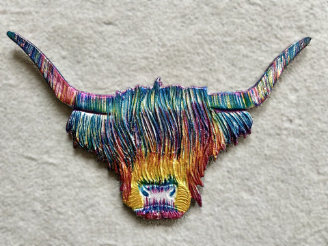 Rainbow Highland Cow Head 50 cm (Trade min 2 / Retail min 1)
