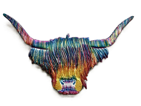 Rainbow Highland Cow Head 50 cm (Trade min 2 / Retail min 1)