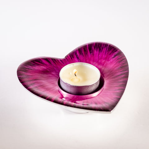 Brushed Pink Heart T-Light Holder (Trade min 4 / Retail min 1)