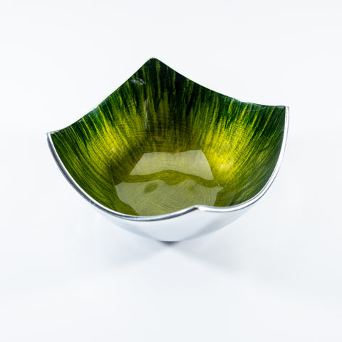 Brushed Green Square Dish (Trade min 4 / Retail min 1)