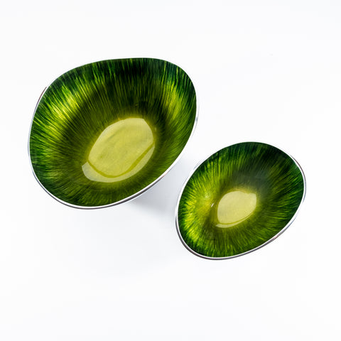 Brushed Green Oval Bowl Large (Trade min 4 / Retail min 1)  (***IN STOCK - MARCH 2024***)