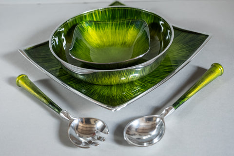 Brushed Green Square Platter 30 cm (min 1)  (***IN STOCK - MARCH 2024***)