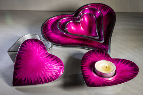 Brushed Pink Heart T-Light Holder (Trade min 4 / Retail min 1)