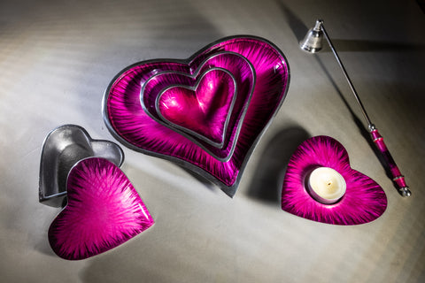 Brushed Pink Heart Dish XS 10 cm (Trade min 4 / Retail min 1)