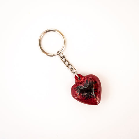 Brushed Red Heart Keyrings 4 cm (Trade min 32 per box )