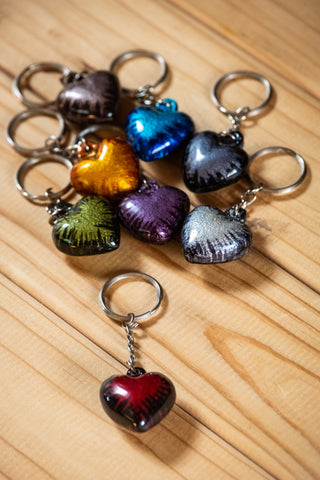 Coloured Heart Keyrings 4 cm (Trade min 32 per box)