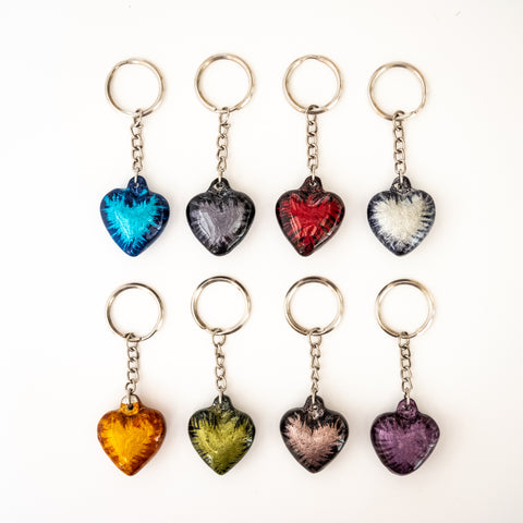 Coloured Heart Keyrings 4 cm (Trade min 32 per box)