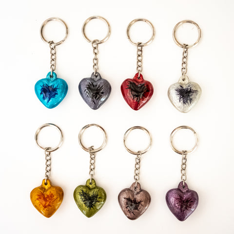 Coloured Heart Keyrings 4 cm (Trade min 32 per box)