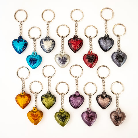 Coloured Heart Keyrings 4 cm (Trade min 32 per box)